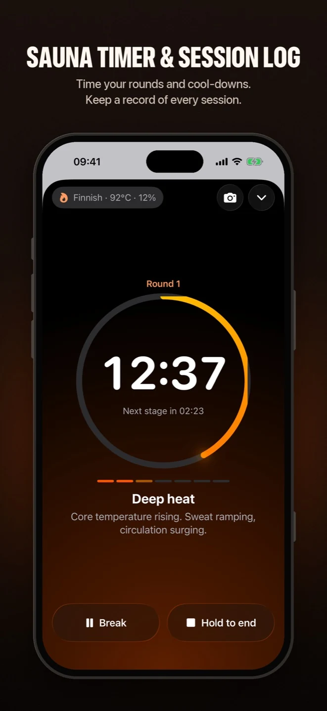Sauna timer and session log