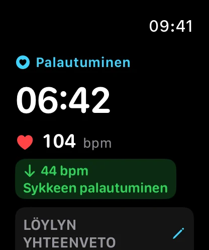 Sykkeen palautuminen Apple Watch