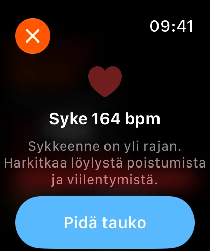 Älykäs sykevaroitus Apple Watch